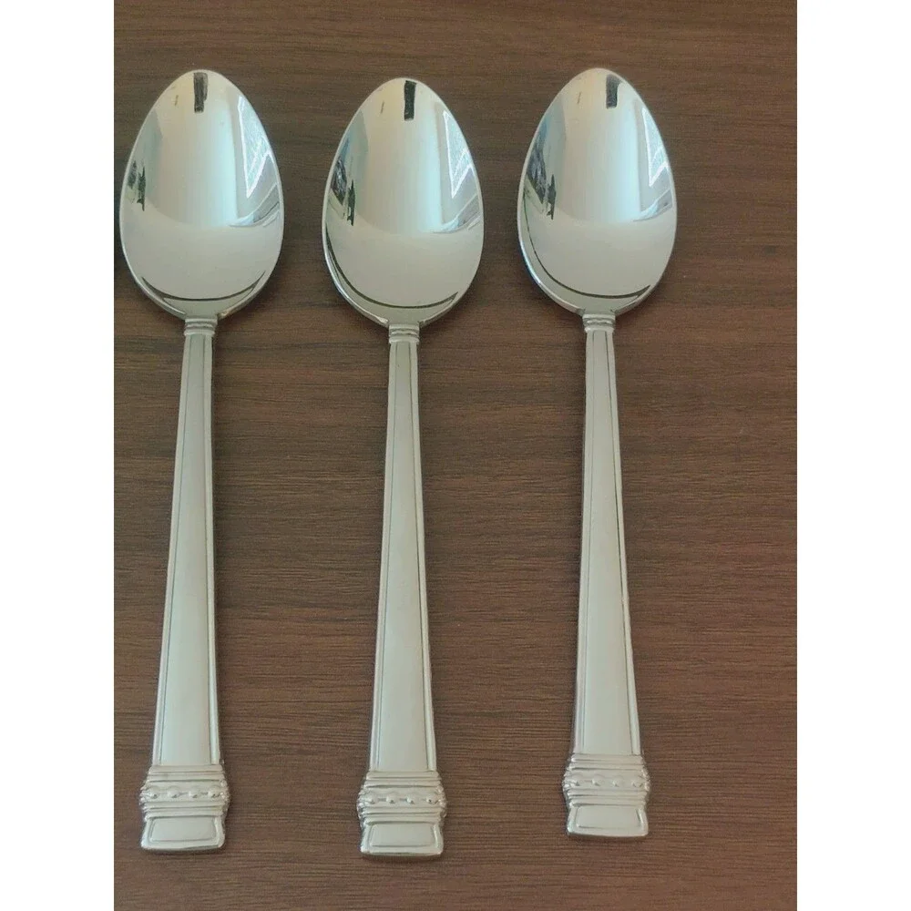 6 Lenox Hancock Frosted Teaspoon Stainless Millenium Flatware 18/8 Korea